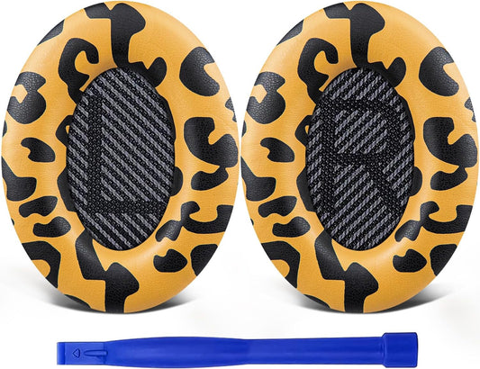 SoloWIT Replacement Earpads Cushions for Bose QuietComfort 35 (QC35) & Quiet Comfort 35 II (QC35 ii) Headphones, Ear Pads with Softer Leather, Noise Isolation Foam, Added Thickness (Tiger Stripes)