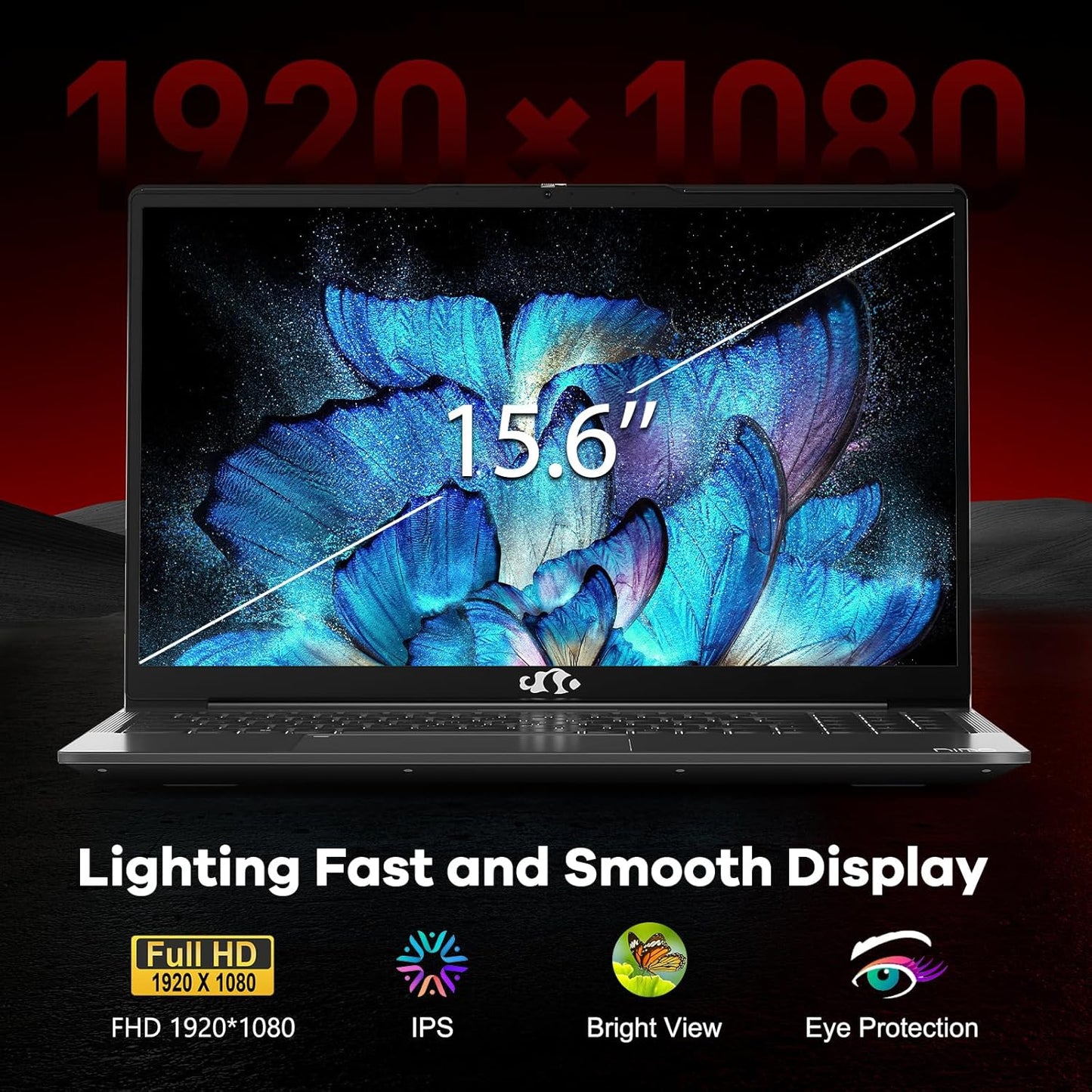 NIMO 15.6" IPS FHD-Gaming-Laptop, AMD Ryzen 5 6600H 6-Cores 660M GPU 32GB DDR5 RAM 1TB SSD(Beat i7-1165G7, Up to 4.5GHz) Computer with 100W GaN Type C Fingerprint Backlit Keyboard Win 11