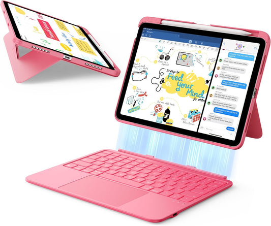 ESR iPad 11th (A16) 2025/10th Gen Flex Keyboard Case, Ultra-Light Magnetic Detachable Keyboard for iPad 10.9" with Writing/Viewing Modes, Larger Precision Trackpad, Pink
