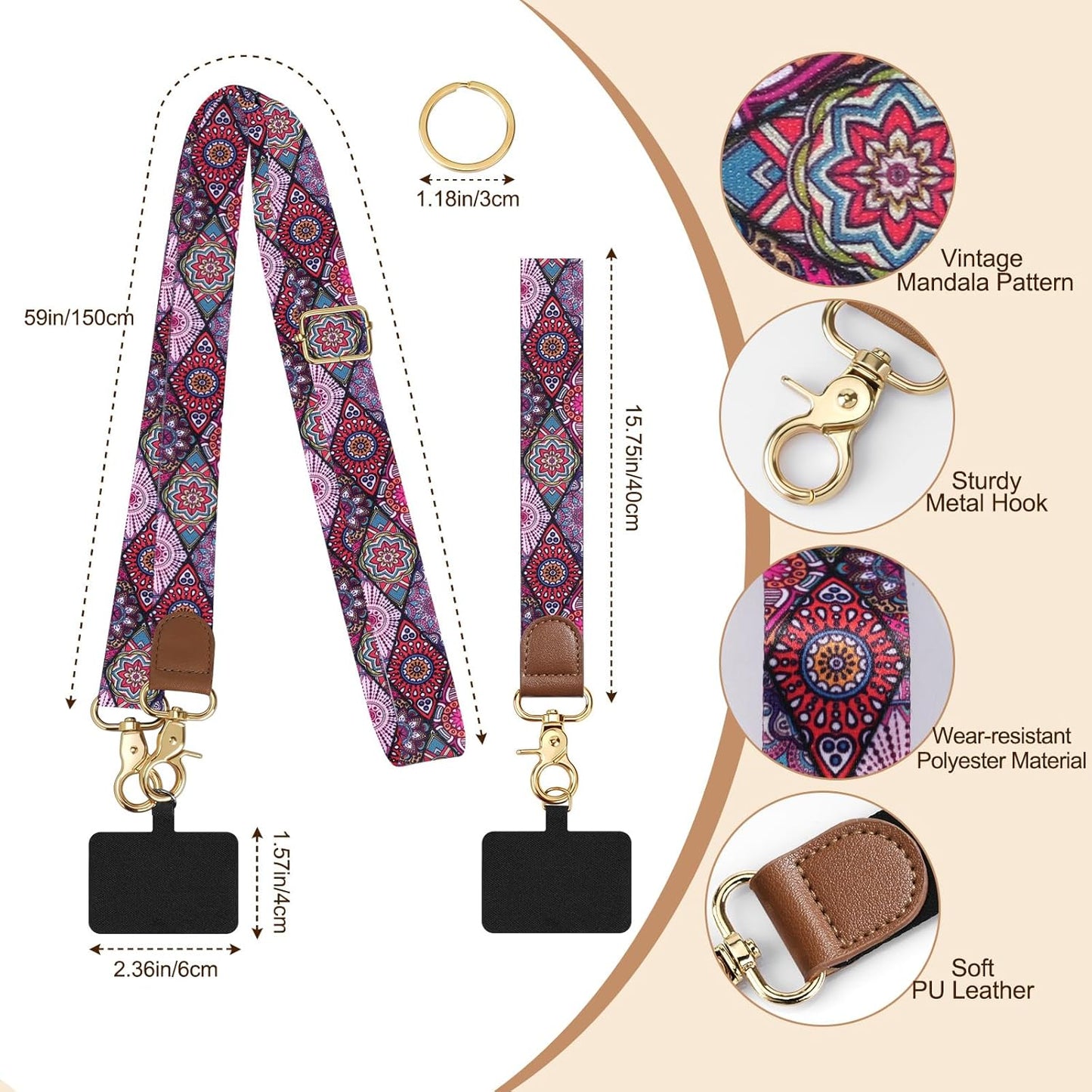 TiMOVO Phone Lanyard Crossbody Wrist Strap, Adjustable Anti-Theft Strap for Smartphone Case