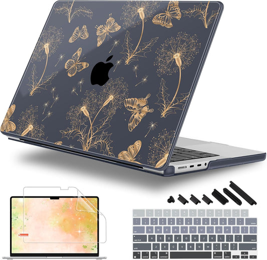 for MacBook Pro 16 inch Case 2021 2022 2023 2024 Release A3186 A3403 M4 A2991 M3 A2780 M2 A2485 M1 Pro/Max, Hard Shell Case with Screen Protector & Keyboard Cover, Butterflies