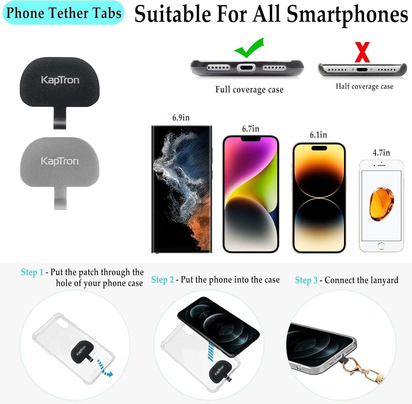 Universal Phone Lanyard with Wrist Strap, Adjustable Crossbody Cell Phone Lanyard Neck Strap and Wristlet Strap with 2 Lobster Clips, Phone Tether Patches and Phone Straps (Mint Green, 2 Pack)