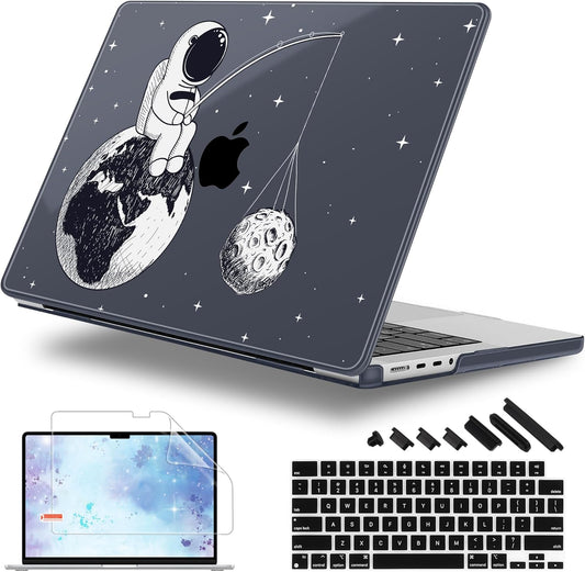 for MacBook Pro 16 inch Case 2021 2022 2023 2024 Release A3186 A3403 M4 A2991 M3 A2780 M2 A2485 M1 Pro/Max, Hard Shell Case with Screen Protector & Keyboard Cover, Astronaut Enjoy