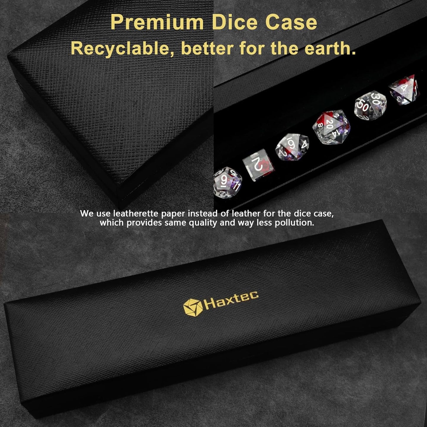 Haxtec Flower DND Dice Set Sharp Edge Dice with Dice Case Handmade Red Purple Floral Resin D&D Dice Set for TTRPGs Compatible with Dungeons and Dragons Gifts