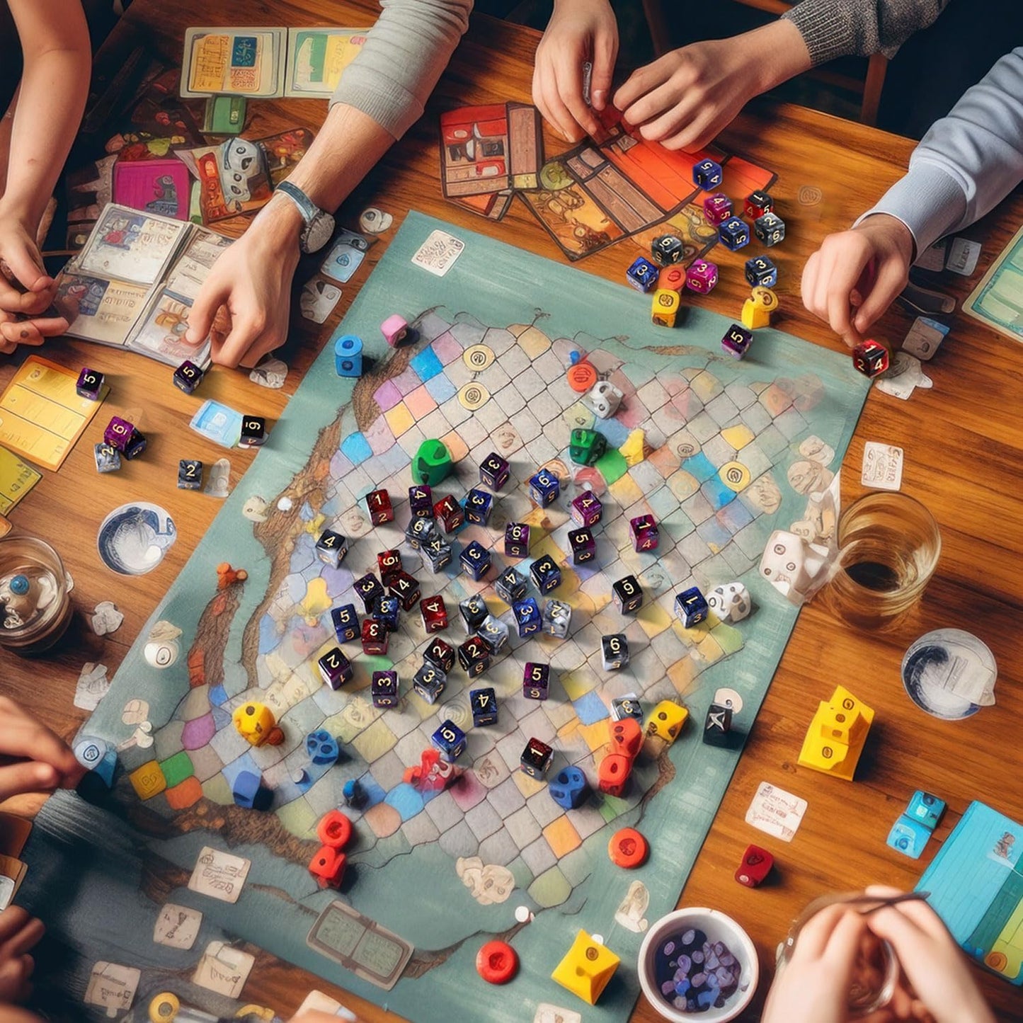 Poen 40 Pcs 16mm Dice Set Bulk, 6 Sided Standard Colored Dices with Numbers, D6 Polyhedral Games Dice for Board Games, Parties (Vibrant Color)