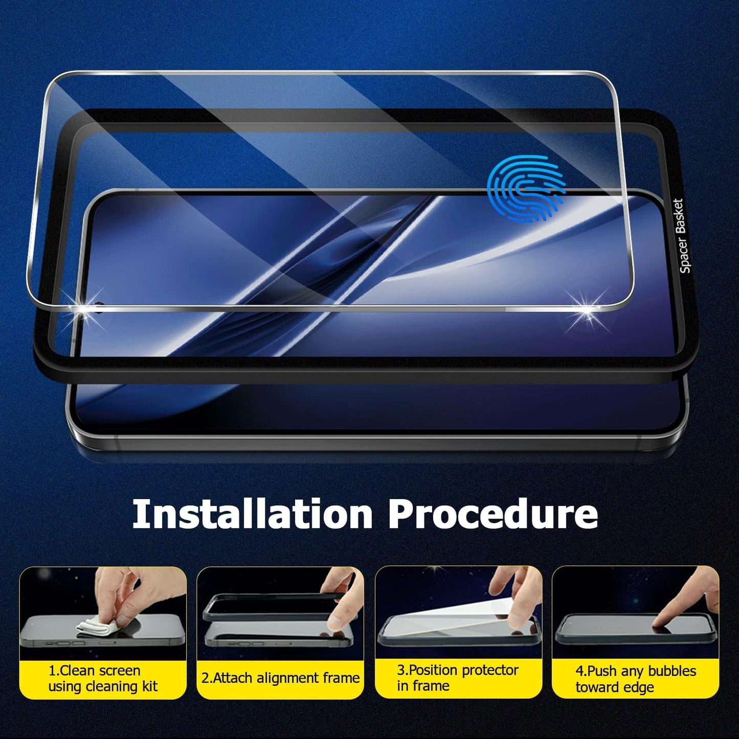 [4Pack] Screen Protector For Galaxy S24 Plus/S24+ Galaxy S25 Plus/Galaxy S25+[Tempered Glass] [Japan Glass with 9H Hardness]Fingerprint unlock with installation frame HD clear Screen Protector