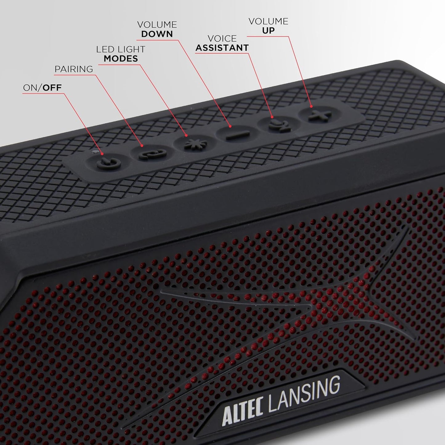 Altec Lansing Magnetic Bluetooth Speaker HYDRAJOLT 2.0, Waterproof IP67, 12W Output Power, 16H Battery, Multicolor LED, 100ft Wireless Range, Voice Assistant, USB-C Quick Charge