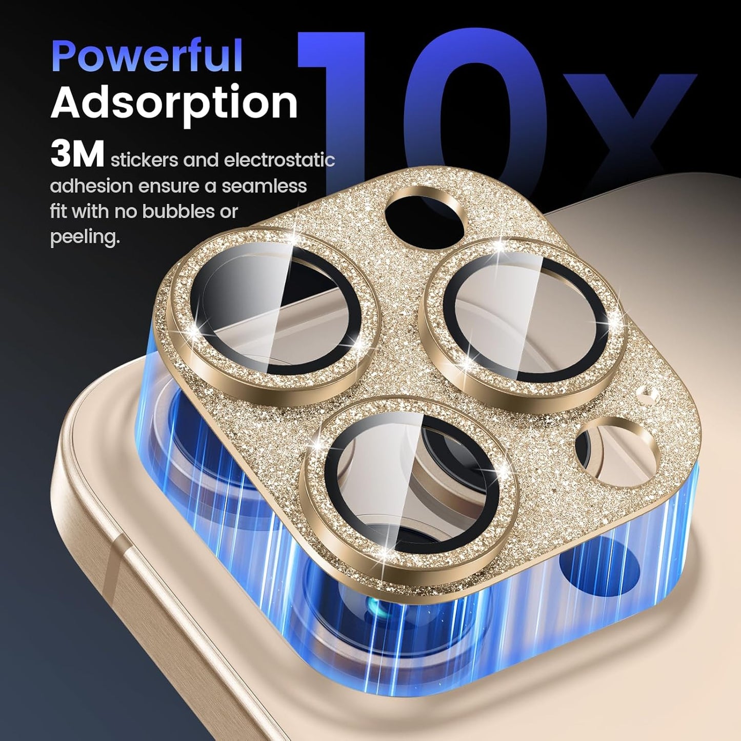 Tensea for iPhone 16 Pro/iPhone 16 Pro Max/iPhone 15 Pro/iPhone 15 Pro Max Camera Lens Protector, Metal Aluminum Alloy Tempered Glass Cover Camera Screen Protector Accessories, Case Friendly