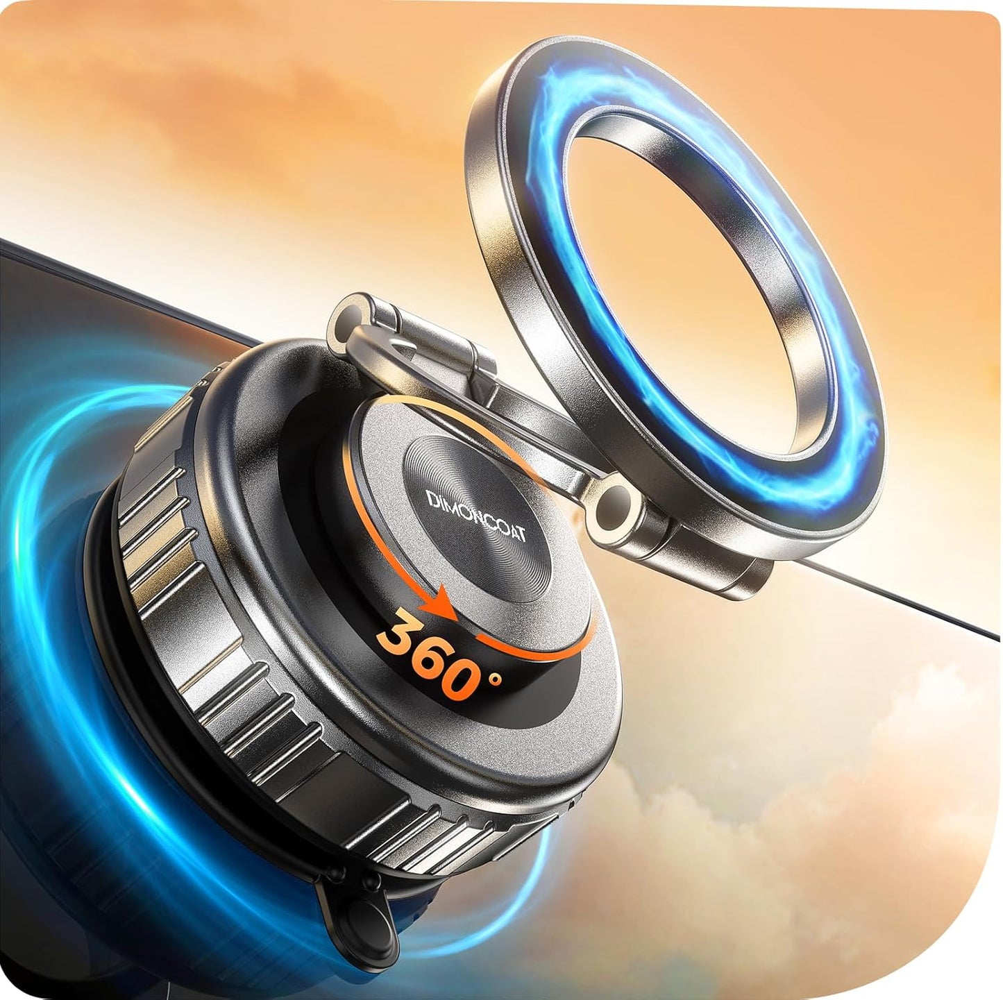 DIMONCOAT 2025 Upgraded Metal 360° Adjustable Vacuum Suction Cup Phone Mount [109LB Suction], Magnetic Phone Holder for Car, Foldable Portable iPhone Holder Magsafe Car Mount for iPhone 16 Pro Max