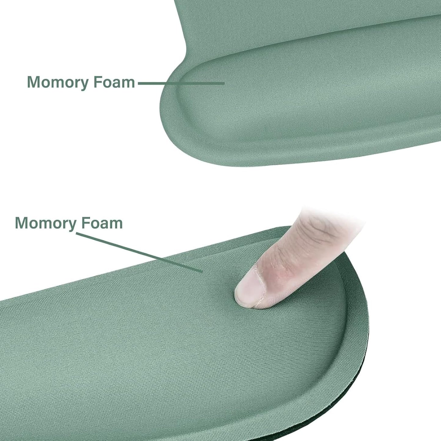 MOSISO Wrist Rest Support for Mouse Pad & Keyboard Set, Ergonomic Mousepad Non-Slip Base Home/Office Pain Relief & Easy Typing Cushion with Neoprene Cloth & Raised Memory Foam, Emerald Green