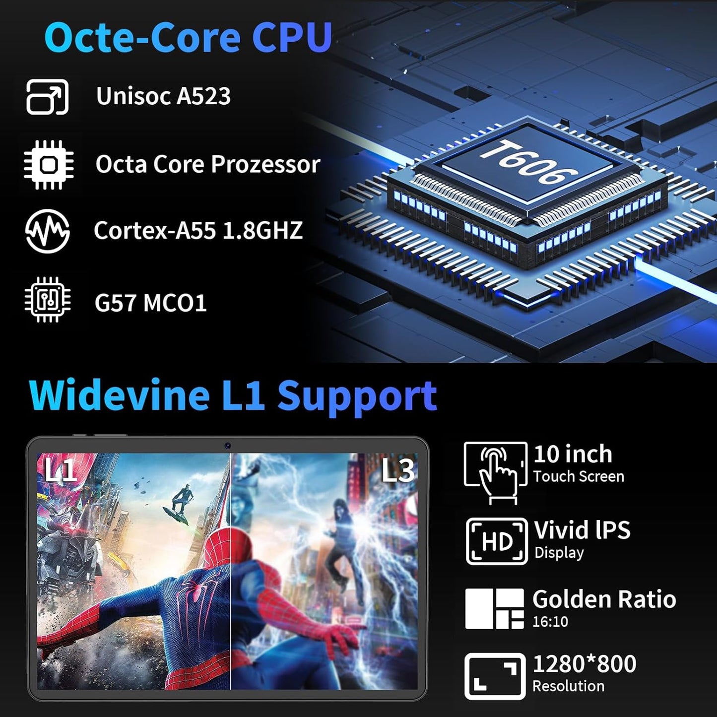 Android 15 Tablet with Keyboard, 26GB+256GB(2TB Expand), 10.1 Inch Tablet 8000 mAh Battery, BT 5.0, 5G WiFi, Widevine L1, Dual Camera, 2 in 1 Tab with Mouse, Case, Stylus（Silver）