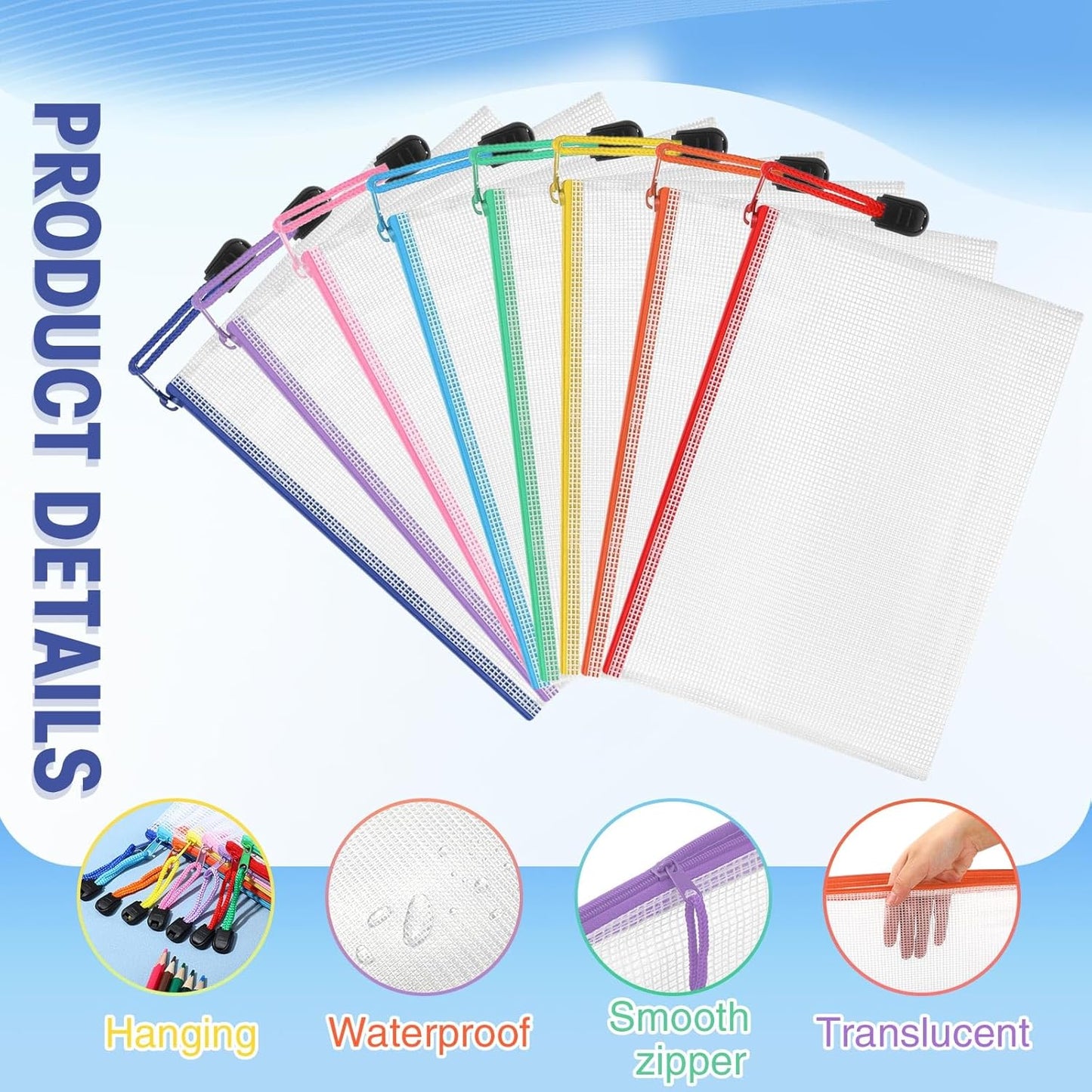 Jetec 32 Pcs Mesh Zipper Bags Toy Storage Bikini Organizer Bag Bolsas Para Guardar Trajes De Baño Waterproof Zipper Reusable Pouch Puzzle Multipurpose for Storage Office(Cute Color,9 x 7 Inch)