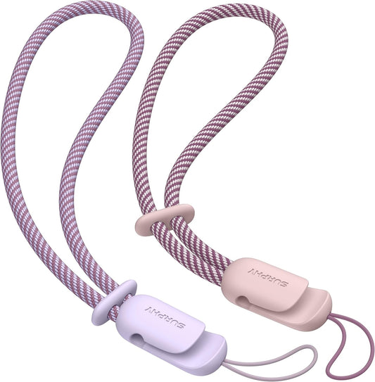 SURPHY 2 Pack Phone Lanyard for Cellphone Case, Phone Wrist Strap for Case, Cellphone Strap with 2-Color Braided, Charm Wrist Lanyard for Women and Men, Pink & Lilac