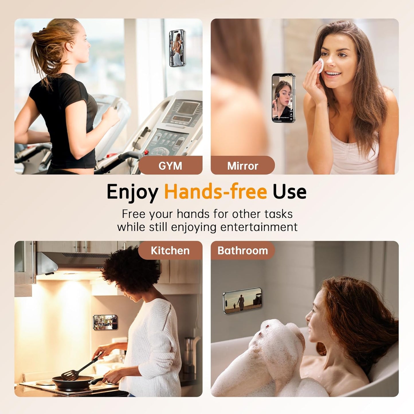 GONEZ Magnetic Suction Cup Phone Mount for MagSafe Case, Removable Silicone Sticky Grip for iPhone 12/13/14/15/16, Hands-Free Selfies and Videos for TikTok & Instagram Influencer/Creator, White