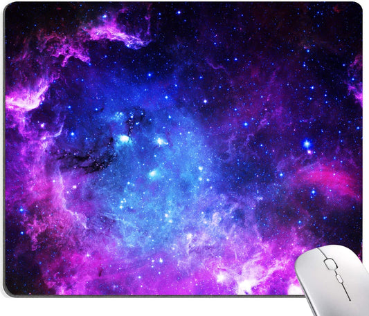 Mouse Pad, Square Anti-Slip Rubber Mousepad for Gaming Office Laptop Computer PC Men Women Kids, Cute Custom Pattern, Cool Galaxy Nebula