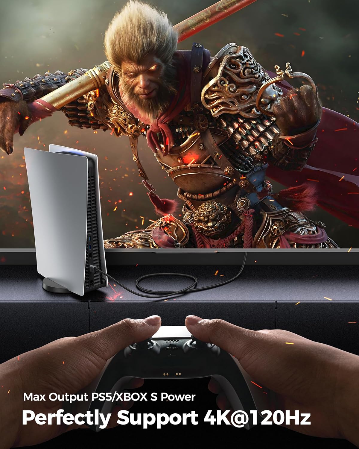 Silkland 10K 8K HDMI 2.1 Cable 15FT, [4K@240Hz 144Hz, 8K@60Hz, 2K@240Hz] Ultra High Speed HDMI Cable 48Gbps, HDR10+, eARC, HDCP 2.3, Compatible for Xbox/PS5/PS4/Roku TV