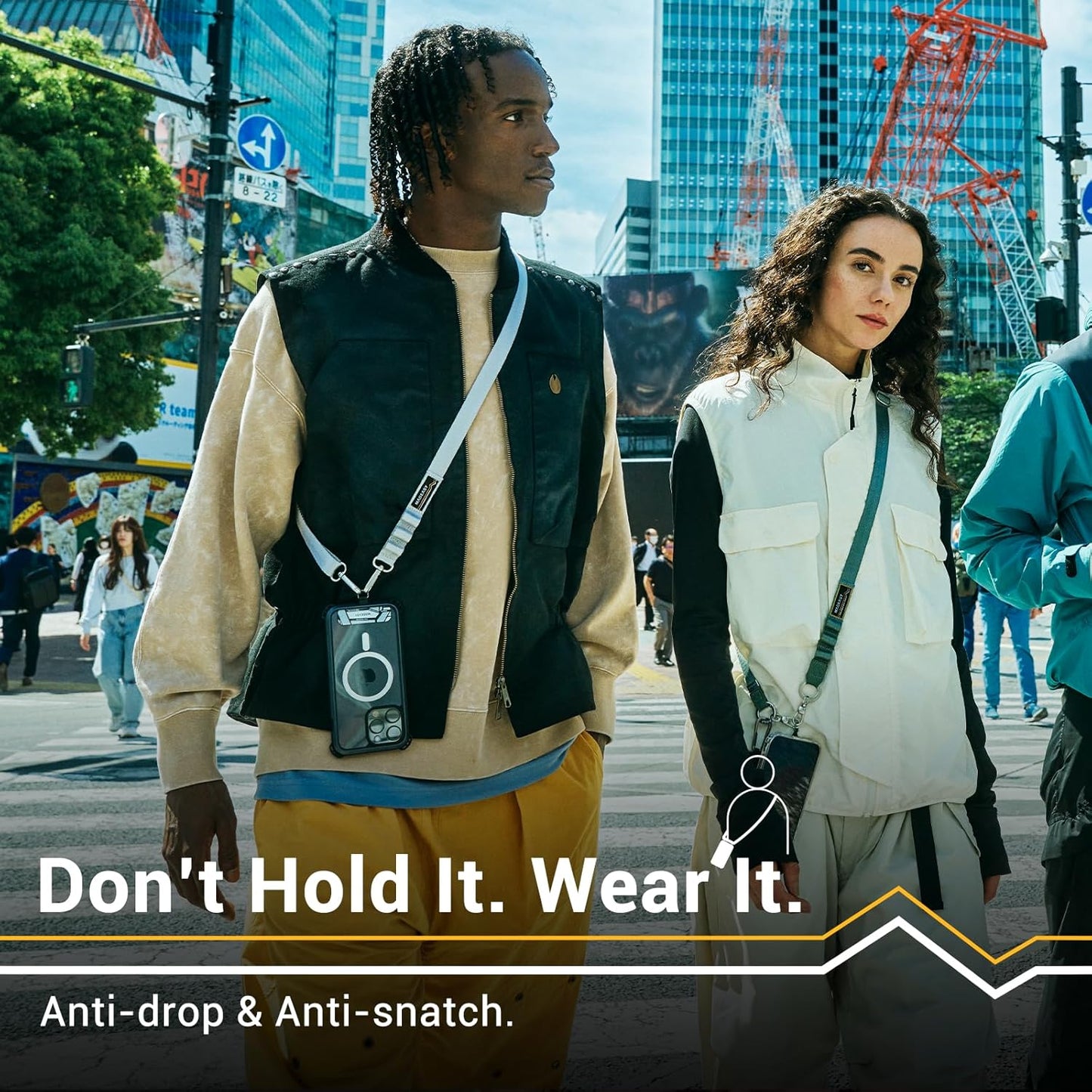 MAGEASY Universal Cell Phone Lanyard Crossbody - Anti-Theft Crossbody Phone Strap for iPhone 16 Pro Max & Most Smartphones, for Men & Women | 20mm (Blossom Pink)