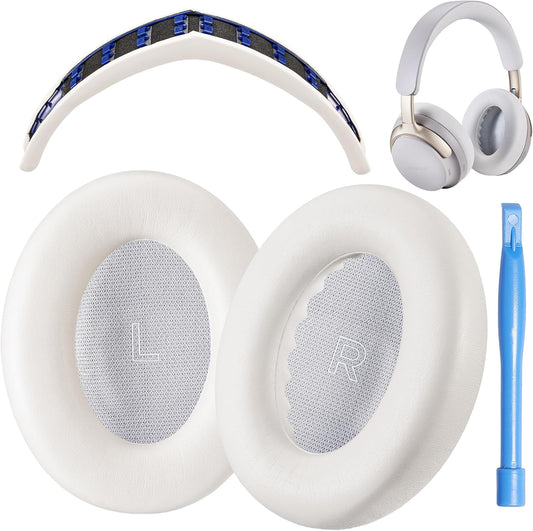 QC Ultra Replacement Ear pad and Headband Pad Kit Cushion Compatible with Bose QuietComfort Ultra Wireless Headphones. (AHG-QUIETCOMFORT-Ultra-Combo-White-Smoke)