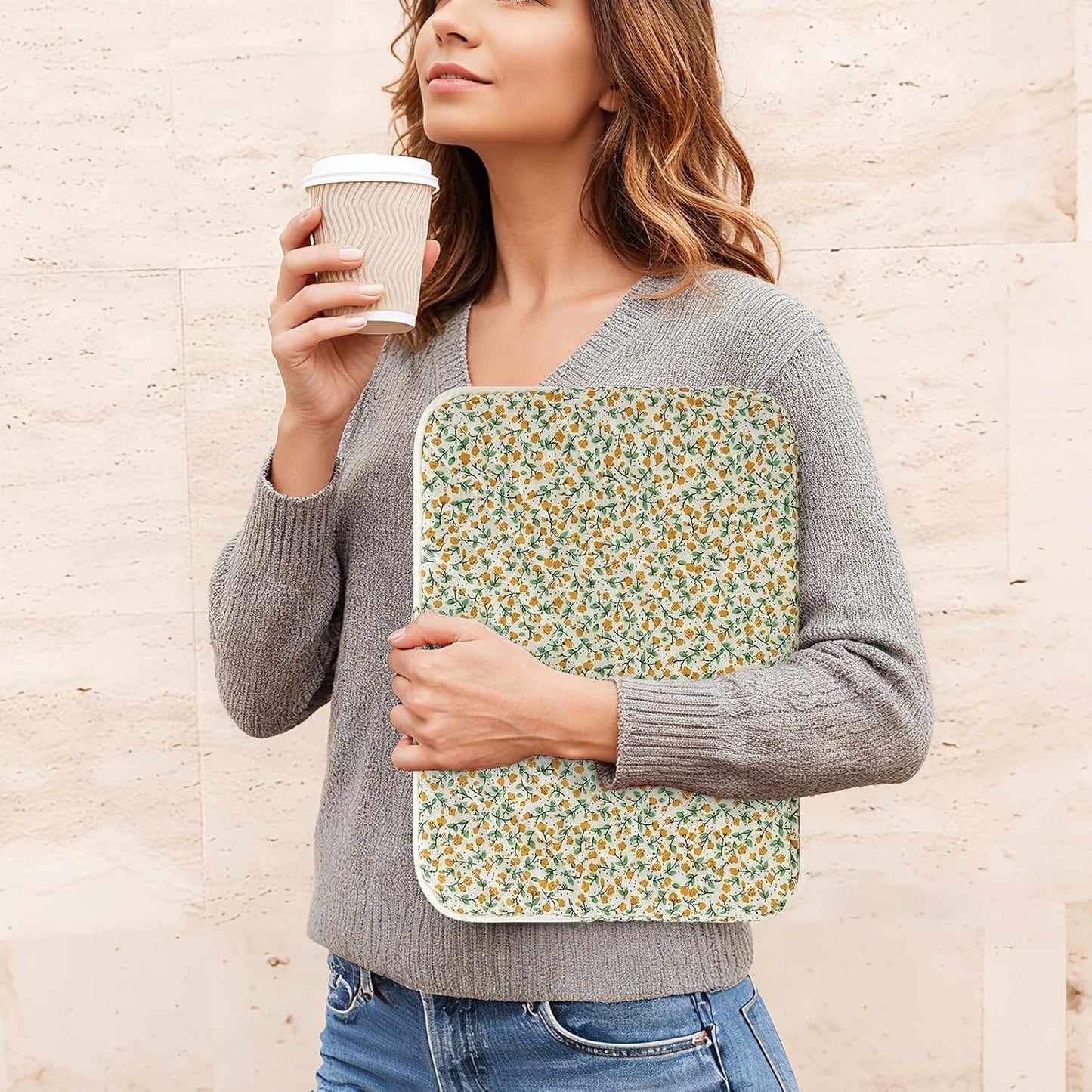 Puffy Laptop Sleeve 13-15.6 Inch Cute Quilted Laptop Protective Case Padded Floral Computer Sleeve for MacBook (B-Yellow, 13 Inch)