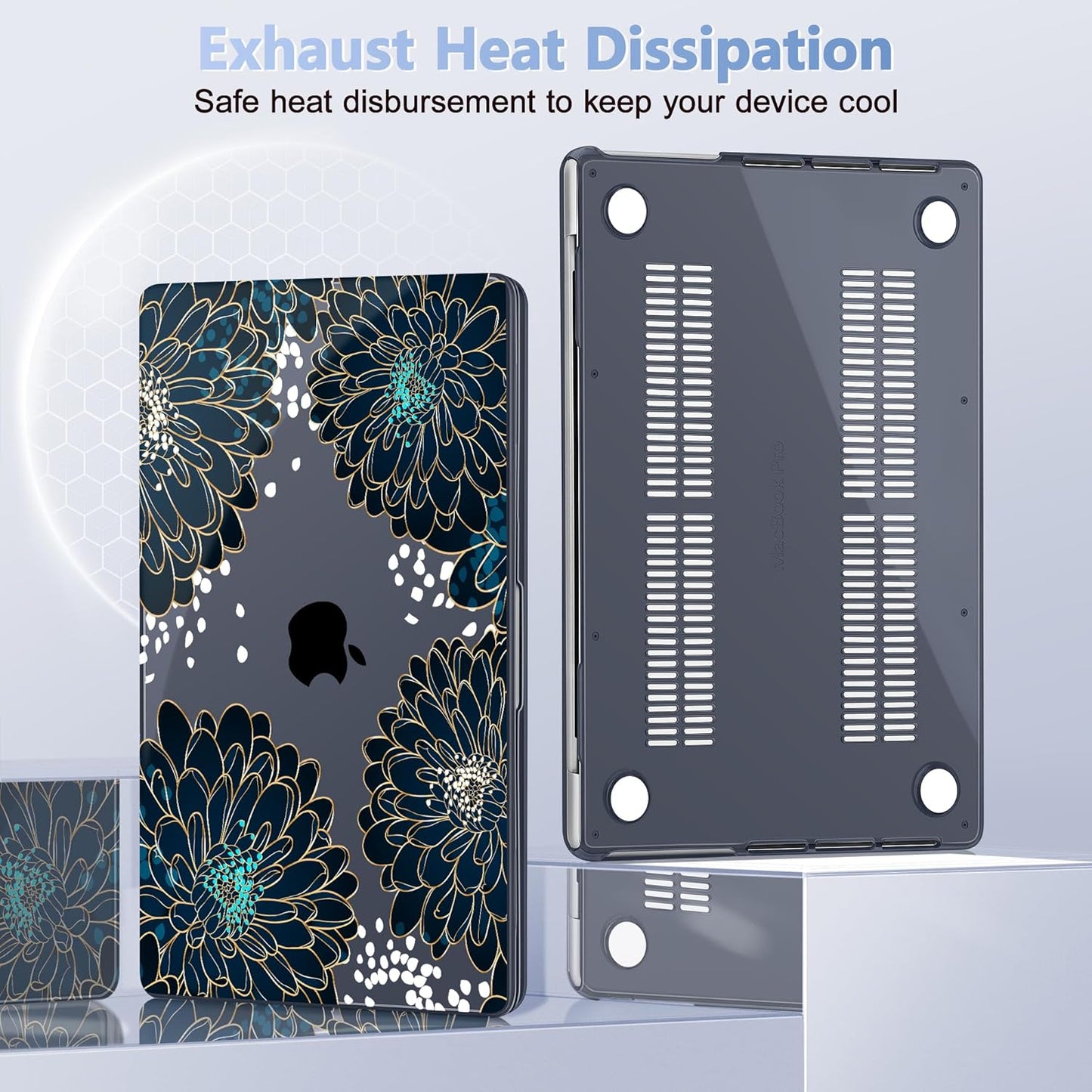 for MacBook Pro 16 inch Case 2021 2022 2023 2024 Release A3186 A3403 M4 A2991 M3 A2780 M2 A2485 M1 Pro/Max, Hard Shell Case with Screen Protector & Keyboard Cover, Luxury Floral