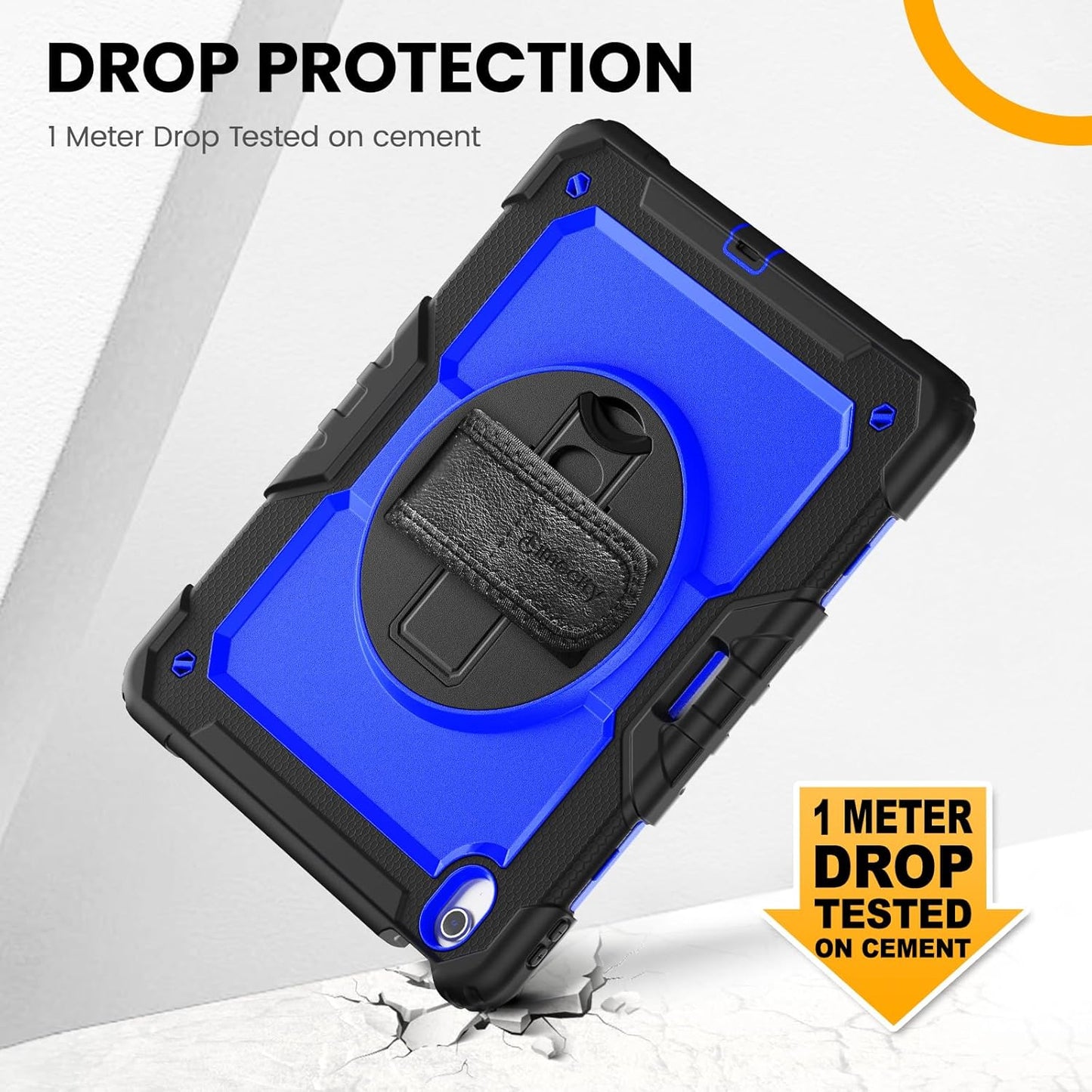 timecity for iPad Air 13 Inch Case M3 2025/ M2 2024, 360° Rotating Stand, Pencil Holder & Wireless Charging, Shockproof with Screen Protector & Shoulder Strap for Designers & Professionals, Dark Blue