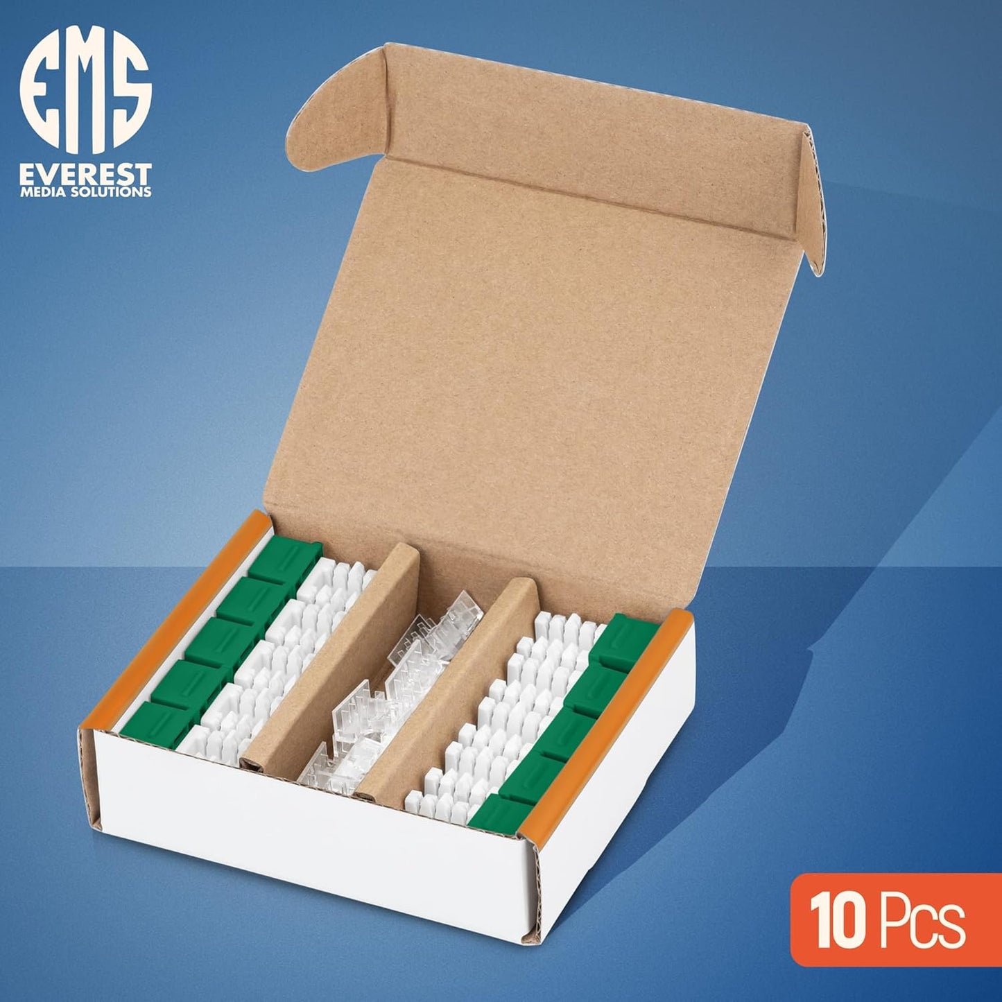 Everest 90° Angled RJ45 Cat6A Keystone Jacks 10-Pack in Green - Slim Profile Female RJ45 Connectors - Cat 6A Keystone Jack - Compatible with 90° Angled Speed Termination Tool - easyJACK (B094WB91H3)