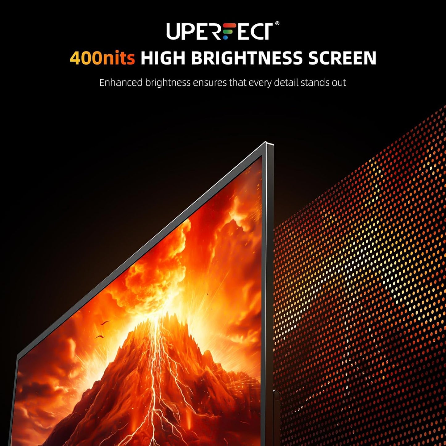 UPERFECT Portable Monitor 4K 23.8" | 400 Nits 24" Large Monitor | 3840 * 2160 UHD 125% sRGB | 1MS FreeSync | USB-C & HDMI | VESA & Kickstand | Second Screen for Computer, Mini PC, Game Consoles