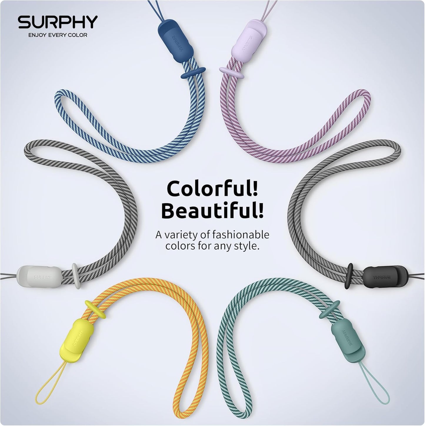 SURPHY 3 Pack Phone Wrist Strap with CellPhone Tether Tab, Cellphone Lanyard, Phone Strap with 2-Color Braided, Wrist Lanyard