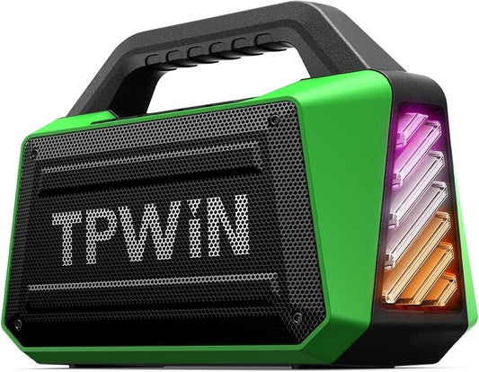 Portable Bluetooth Speaker Wireless - Loud Speakers 80W Peak, 20H Playtime, Light Show, TWS, Deep Bass, BT 5.3, IPX6 Waterproof for Outdoor Travel Camping Beach Pool - Green