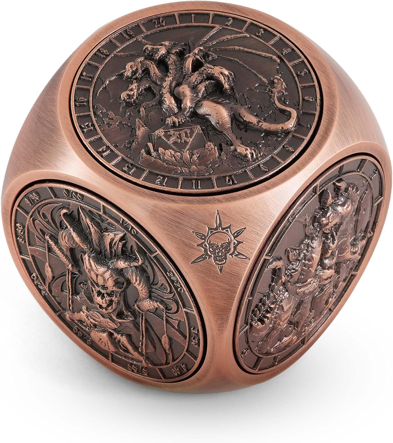 Kabinka Spinner Dice for 7 in 1 DND Dice Set, Unique Metal Dice for Dungeons and Dragons RPG Role Playing Gaming (Red Copper)