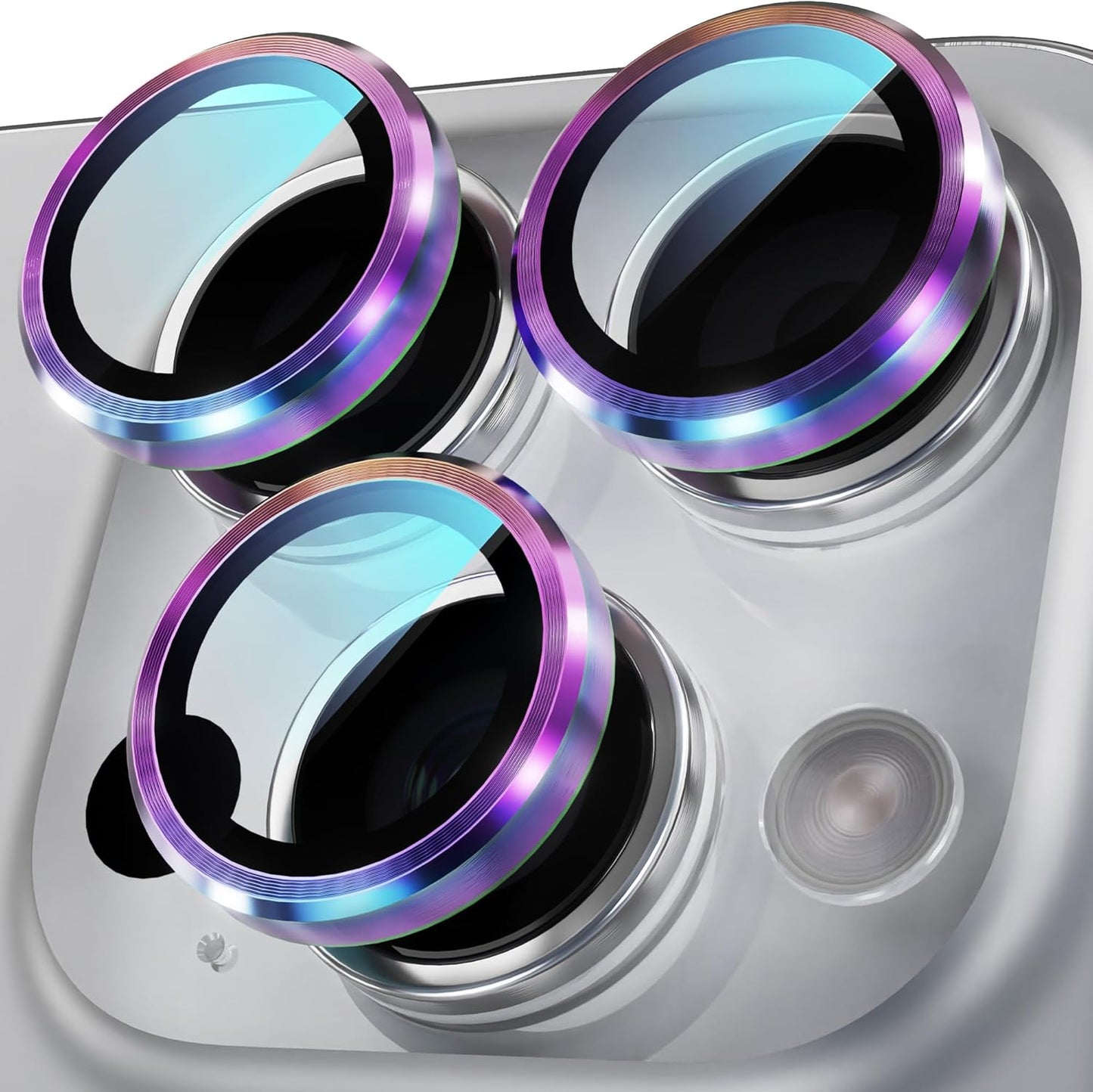 YWXTW Camera Lens Protector for iPhone 16 Pro/iPhone 16 Pro Max, [1 Step Installation Tray] Tempered Glass Screen Protector Metal Individual Camera Cover Accessories Case Friendly (Multi-Coloured)
