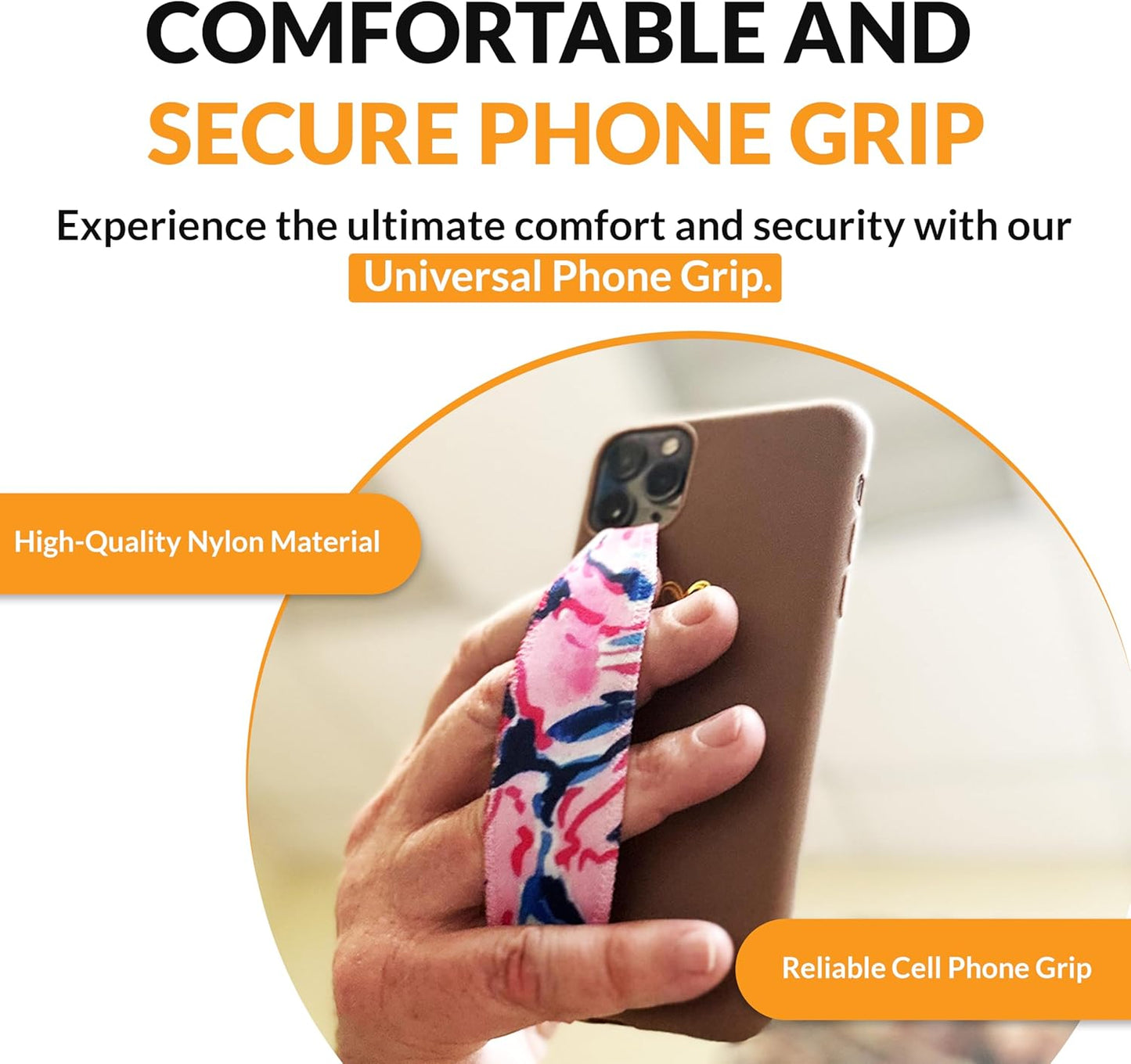 Phone Grip Strap - Pack of 2 Reversible Finger Holder for Phone Back, Customizable Anti-Slip Design, Wireless Charging Compatible Detachable Holder for iPhone - Cat Nap