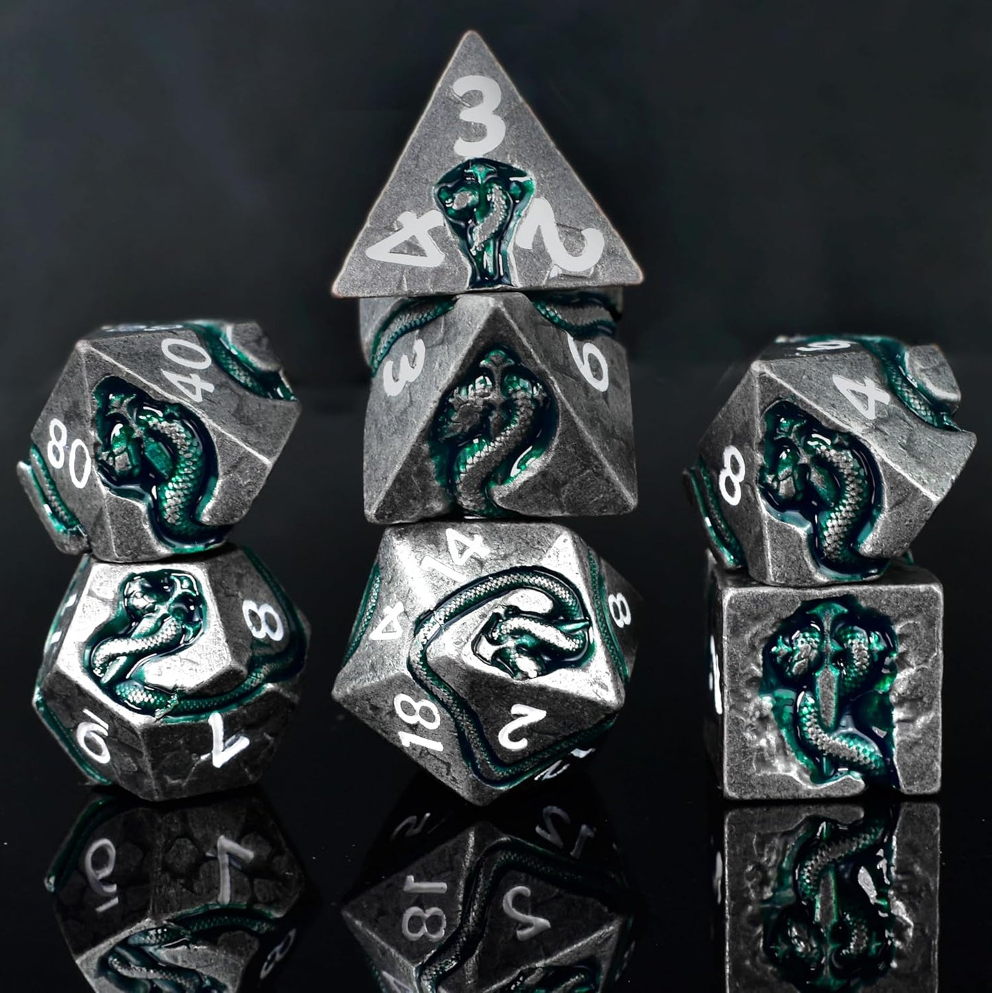 RULE DICE Serpent's Cunning DND Dice Set - Metal Dungeons and Dragons Dice for Players & DMS - Balanced Polyhedral D&D Dice, Unique D and D Gift for GMS and Players