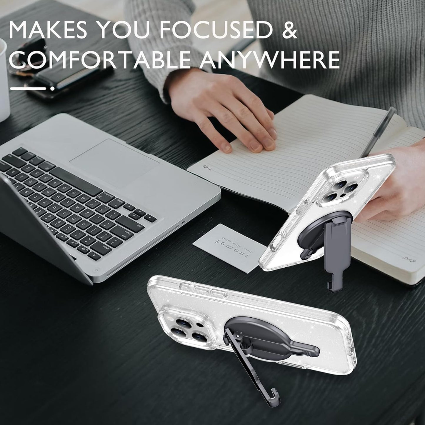 BAISRKE Magnetic Belt Clip Phone Holder, Strong Magnetic Waist Clip Compatible with Phone Cases, Portable & Versatile Accessory for Travel & Outdoor Use (Gunmetal Gray)