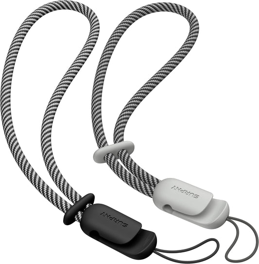 SURPHY 2 Pack Phone Lanyard for Cellphone Case, Phone Wrist Strap for Case, Cellphone Strap with 2-Color Braided, Charm Wrist Lanyard for Women and Men, Black & Gray