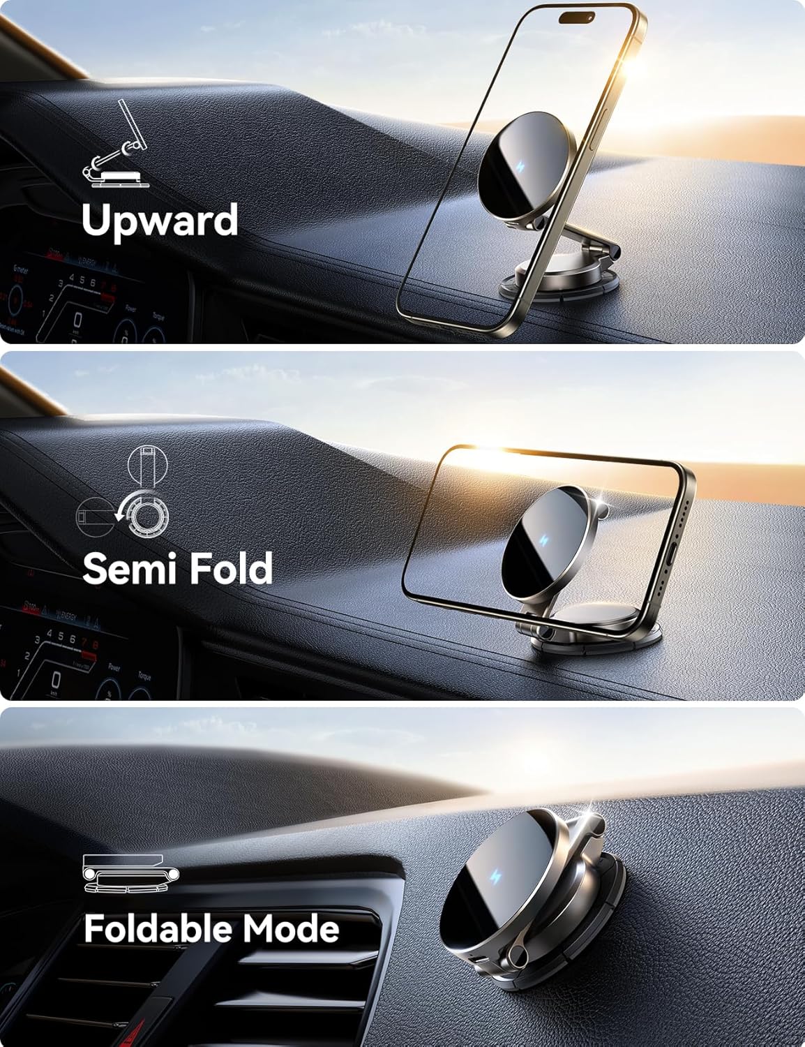 JOYROOM for MagSafe Car Mount Charger, [All-Metal] 15W Fast MagSafe Car Charger, Magnetic Phone Holder for Car Dashboard for iPhone 16 Pro Max Plus/iPhone 15 14 13 12 Pro Max Plus, Dark Blue