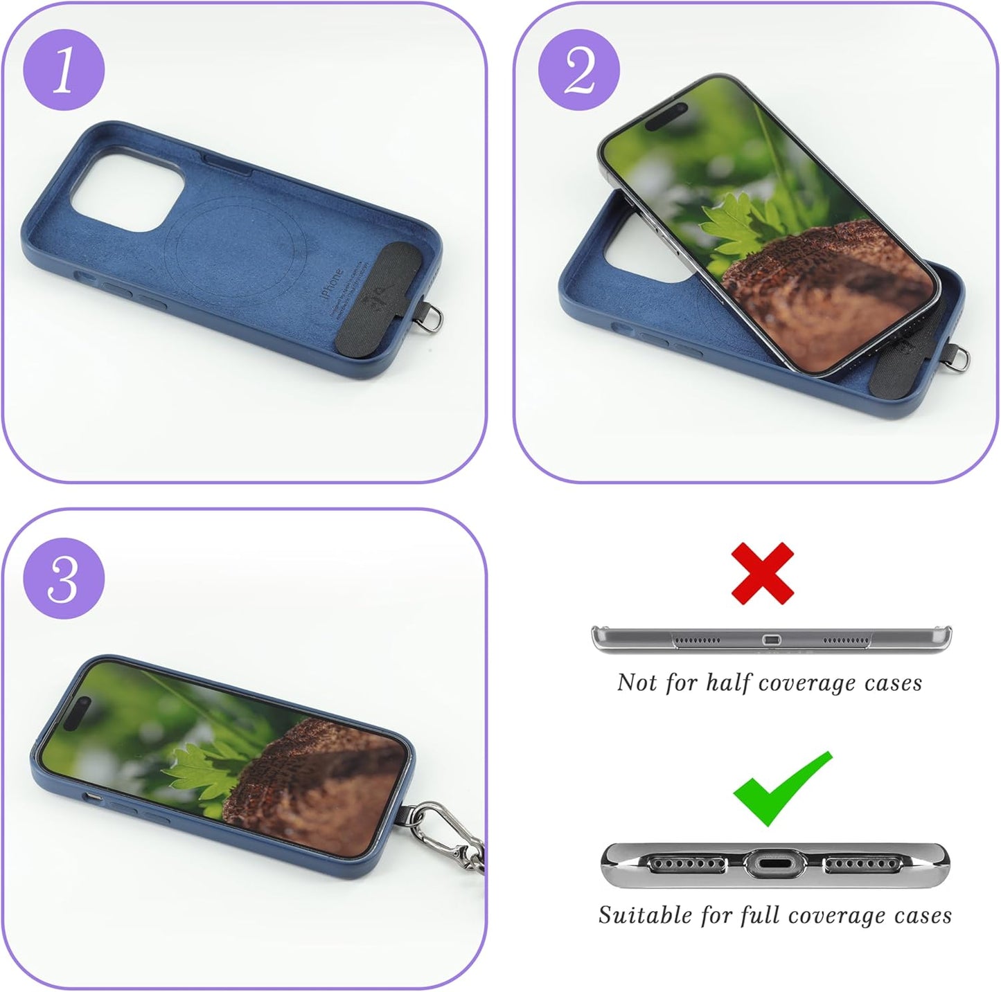 Phone Lanyard Universal Cell Phone Strap Crossbody Strap for iPhone Lanyard Around the Neck Extra Long Rope with Tether Tab for Men and Women (Bubblegum Color)