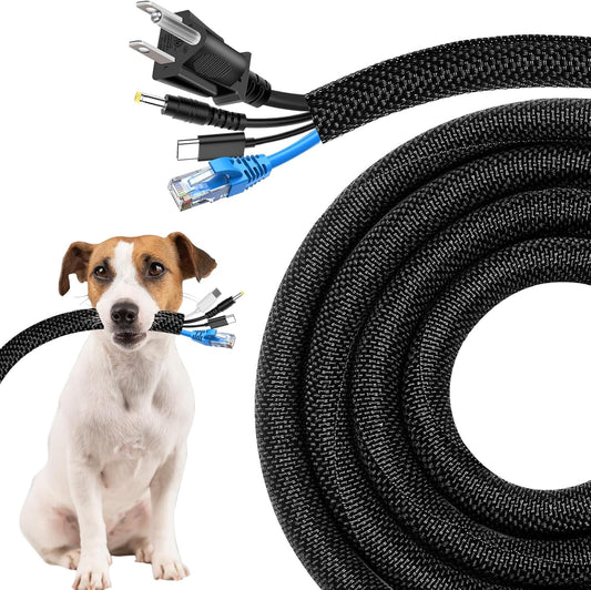 Secbolt Cord Protectors from Pets No Chew, 10ft - 3/4 inch Ultra Durable Cord Covers for Pets, Bite-Resistant Cable and Wire Protector for Cats, Dogs, Rabbits - Black