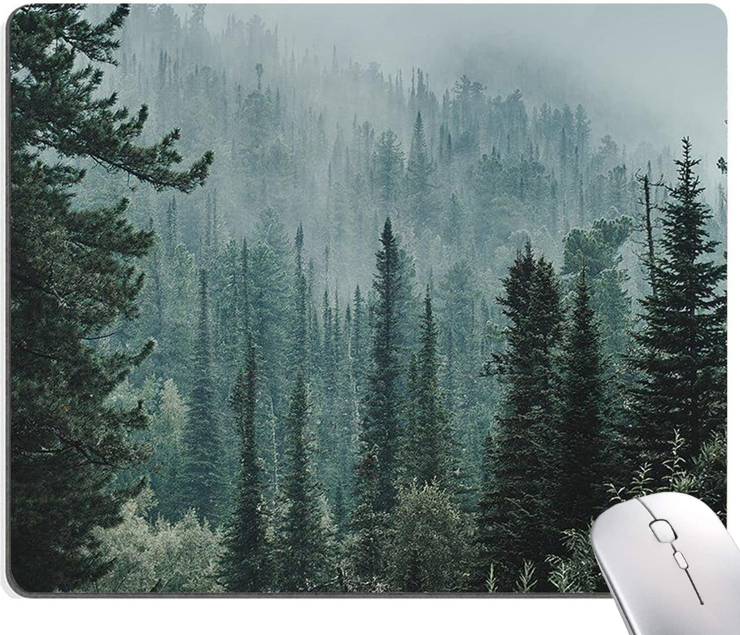 Mouse Pad, Mist Forest Mouse Pad, Washable Square Cloth Mousepad for Gaming Office Laptop, Non-Slip Rubber Computer Mouse Pads for Wireless Mouse, Cute Mouse Pads for Desk, Natural Landscape