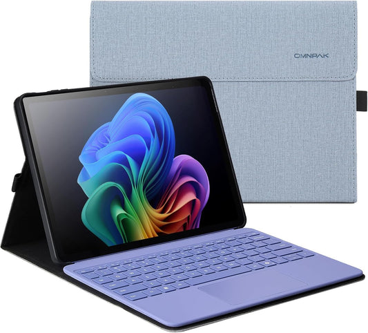 Omnpak Case for Microsoft Surface Pro 12" 2025, Lightweight Protective, Multiple Angle Viewing, Stylus Holder, Compatible with Type Cover Keyboard
