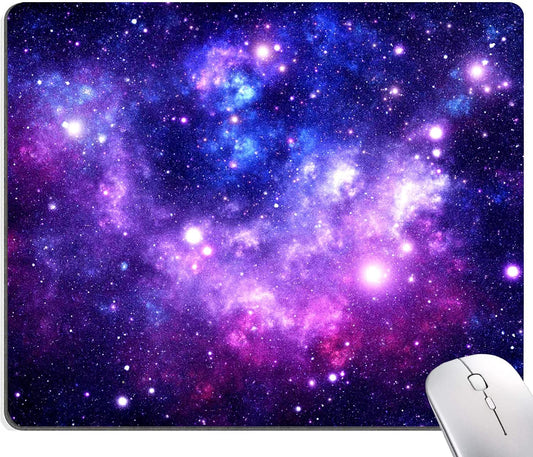 Mouse Pad, Galaxy Mouse Pad Custom Design, Square Waterproof Mouse Pad Non-Slip Rubber Base MousePads for Office Laptop, 9.5"x7.9"x0.12" Inch(Purple Blue Galaxy)