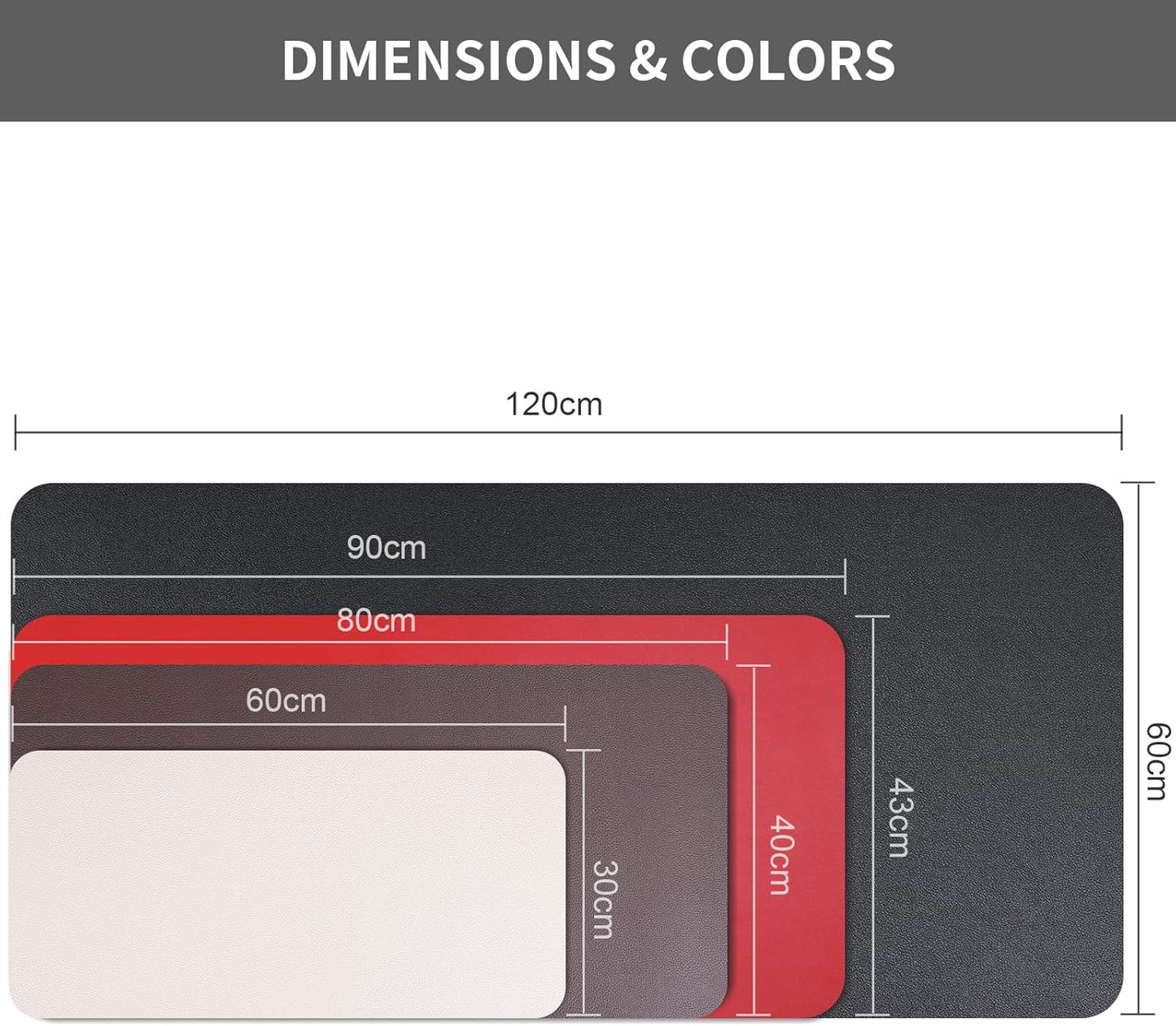 KINGFOM Desk Pad Office Desktop Protecter, PU Leather Desk Mat Blotters Organizer with Comfortable Writing Surface (47.2" x 23.6", White+Gray)