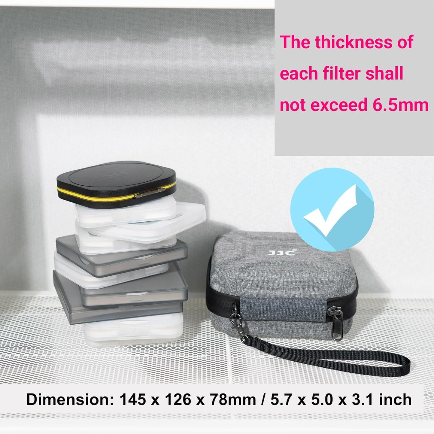 JJC 10 Pockets Hard Shell Lens Filter Bag Up to 95mm, Water Resistant & Dustproof, Camera Filter Pouch Carrying Case for Photography Round Filter with Microfiber Cleaning Cloth