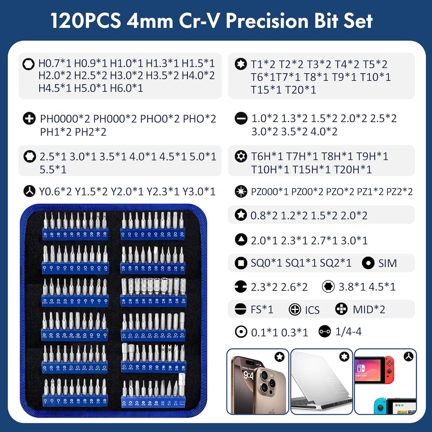 XOOL 140 in 1 Precision Screwdriver Set, Professional Computer Laptop Repair Tool Kit, Electronics Repair Tool with 120 Magnetic Bits, Compatible for Macbook, iPhone, Game Console, Tablet