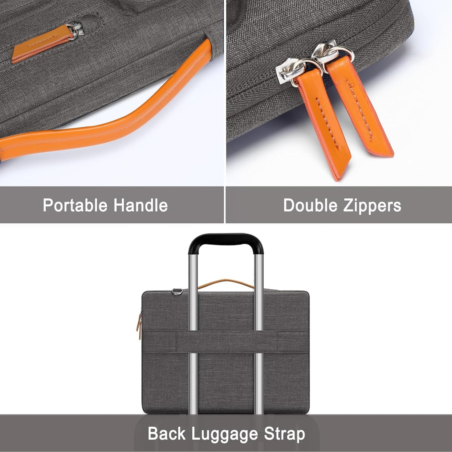 MOSISO 360 Protective Laptop Shoulder Bag,13-13.3 inch Computer Bag Compatible with MacBook, HP, Dell, Lenovo, Asus Notebook,Side Open Messenger Bag with 4 Zipper Pockets&Handle, Taupe Gray