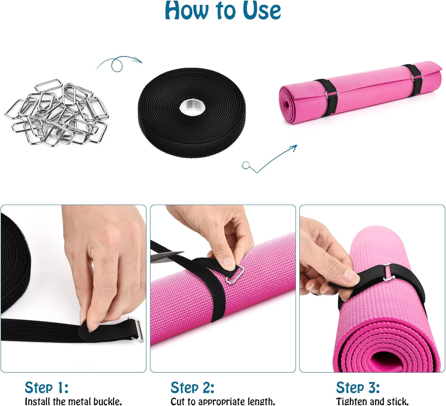 0.75"x19.7ft Hook and Loop Straps with 30 Buckles Adjustable Cut-to-Length Cable Ties - Reusable Nylon Fastening Tape Cable Straps for Storage or Organization (0.75in x 19.7ft)