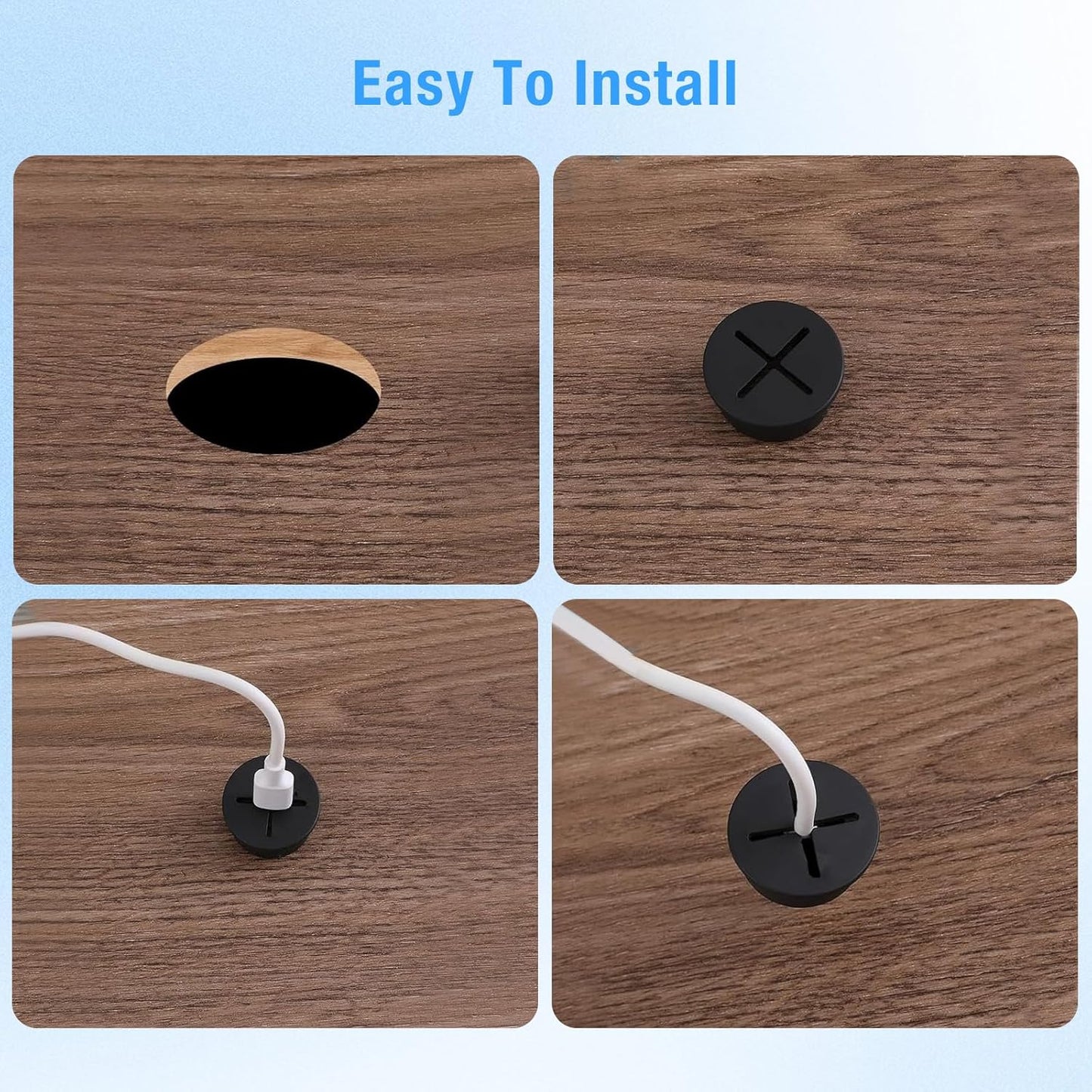 Desk Grommet, 3/4 in 20 mm Silicone Rubber Grommets, White Desk Hole Cover for Cables, Flexible Wall Cord Pass Through Grommet for Office Table Computer Home Furniture Wire Organizer-15 Pcs