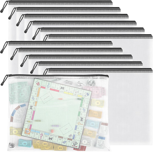 Umriox Extra Large Waterproof Zipper Pouches - 16.9x12.4 in, Black, 12 Pack for Office Supplies, Puzzles, Board Games & Cross Stitch Projects