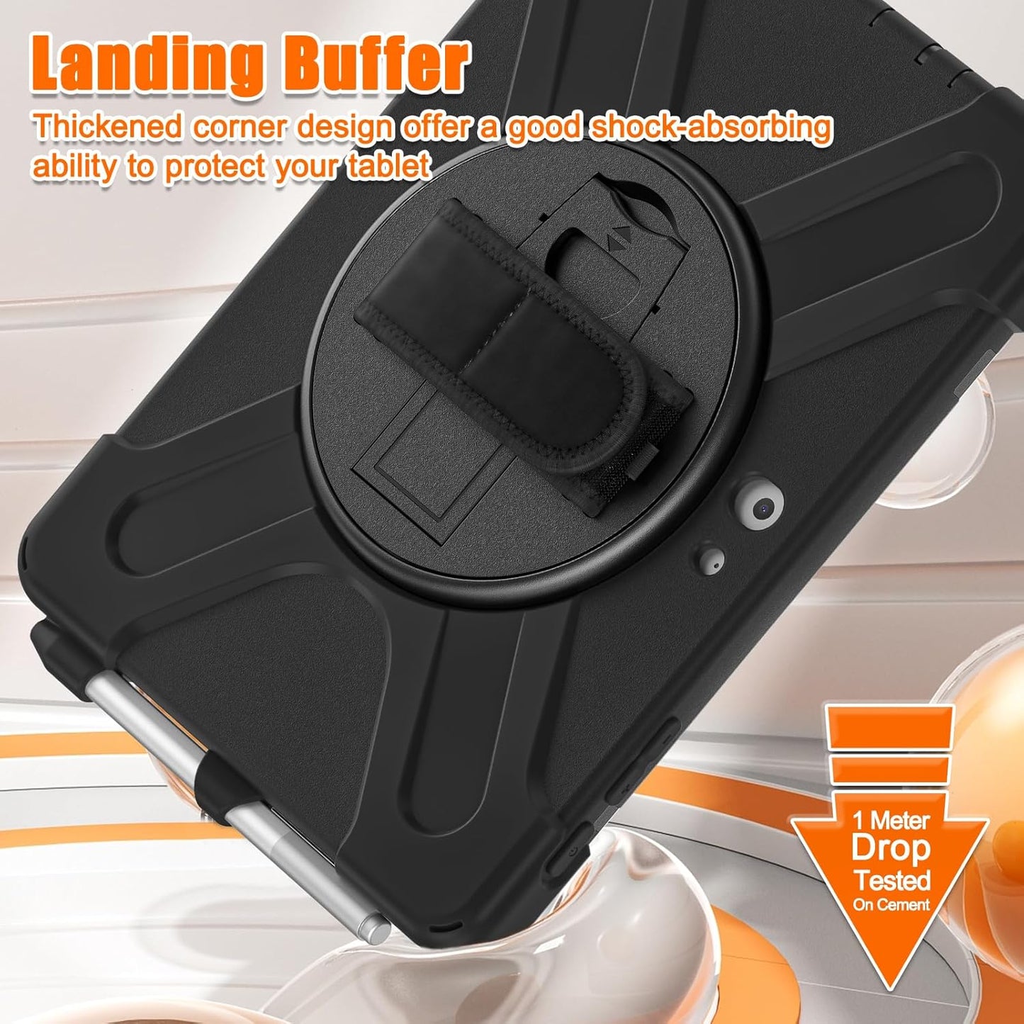 ZenRich Rugged Case for Surface Go 4 (2023)/Surface Go 3 (2021)/ Surface Go 2 (2020), Surface Go (2018) with Pen Holder Heavy Duty Shockproof Case with Stand Hand Strap and Shoulder Belt-Black