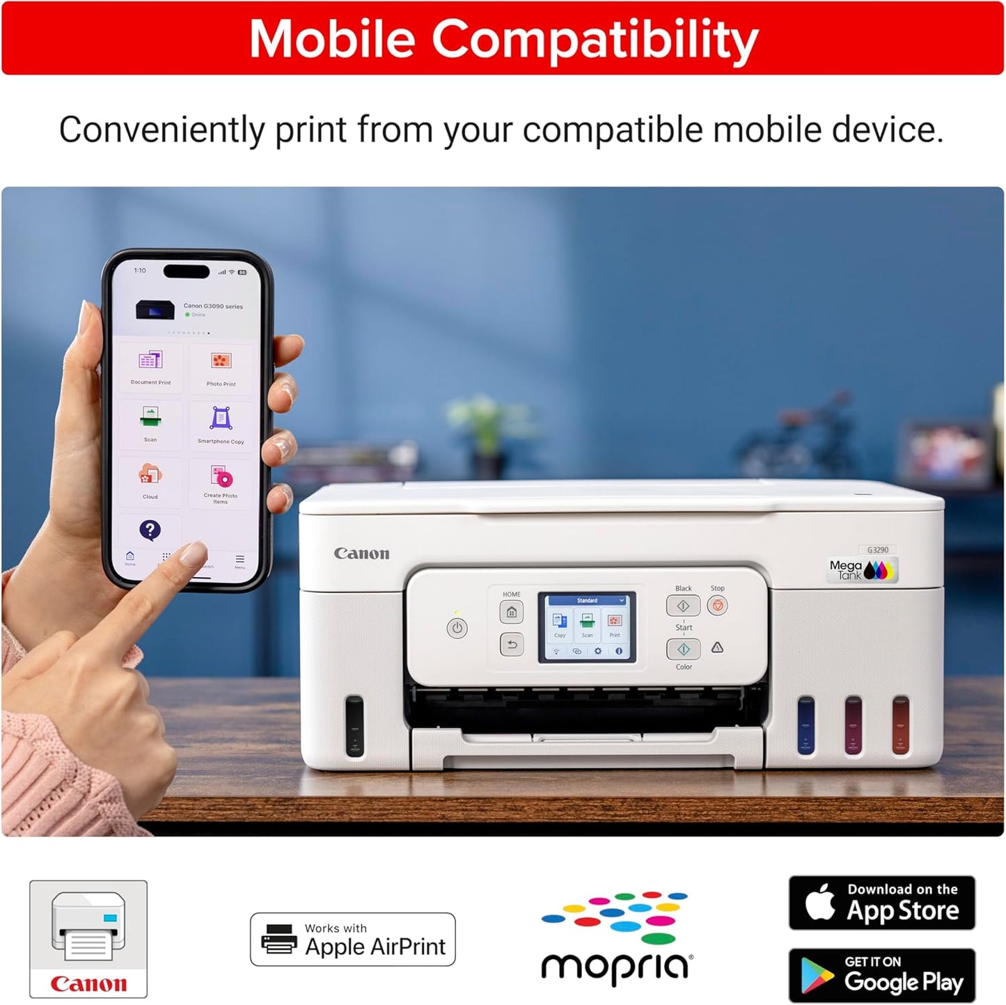 Canon Megatank G3290 All-in-One Wireless Supertank [Megatank] Printer | Print, Copy Scan | Mobile Printing |2.7" LCD Color Touchscreen | Auto Duplex